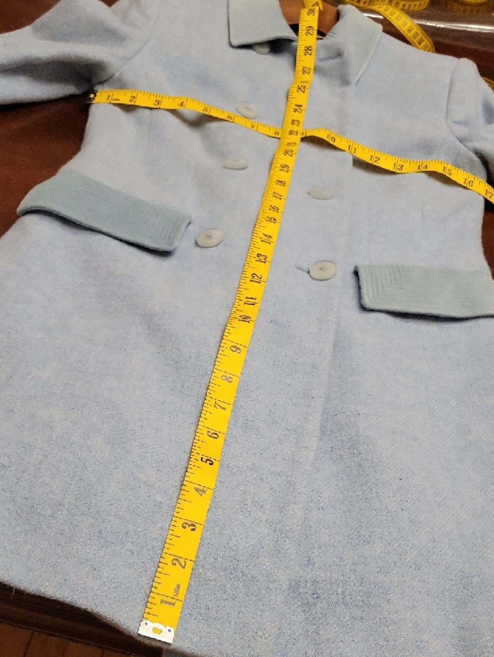RED Valentino‎ Light Blue Double-Breasted Wool Pea Coat - Picture 6 of 12